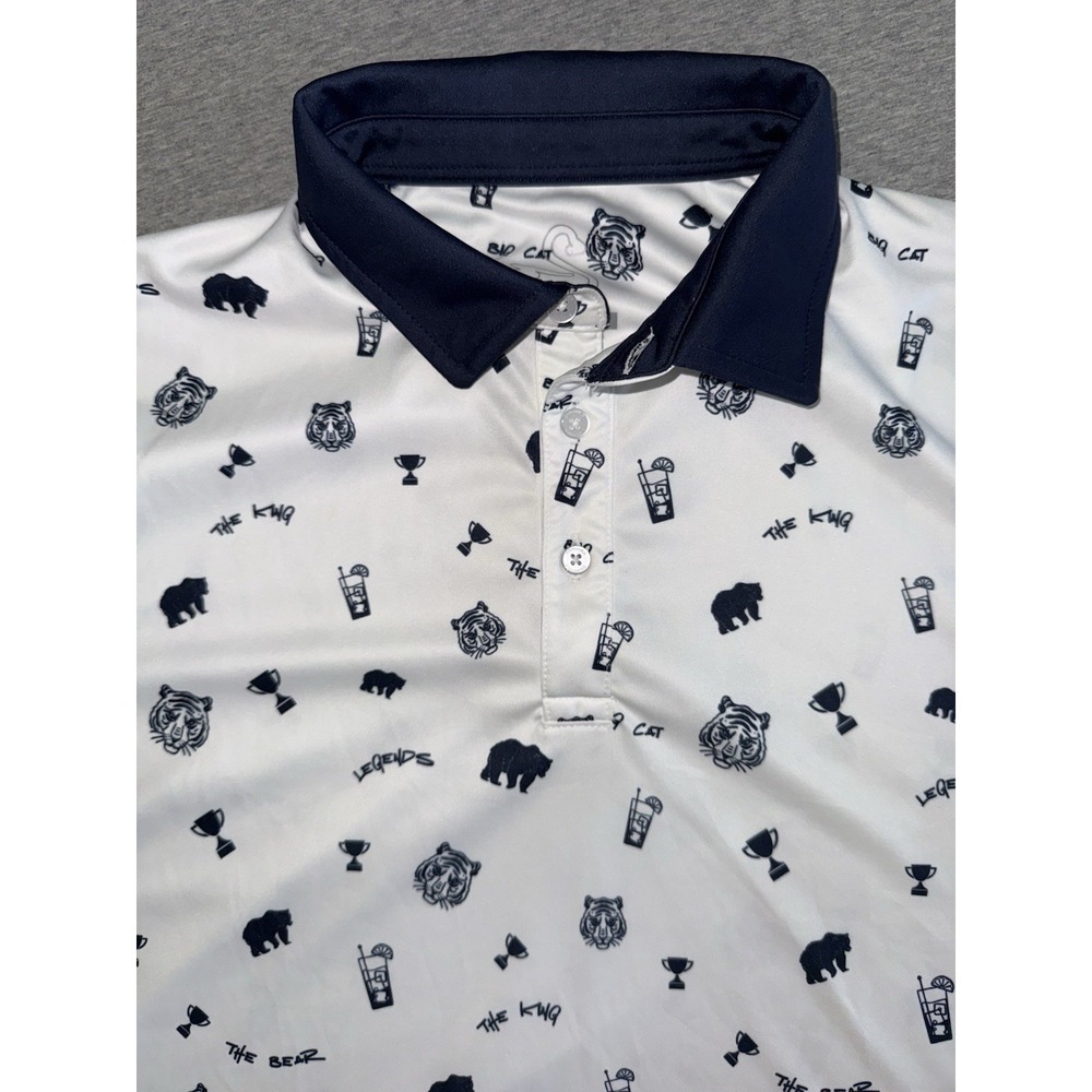 Swannies Performance Golf Polo Shirt Legends Tiger Bear Arnie Palmer Mens Medium